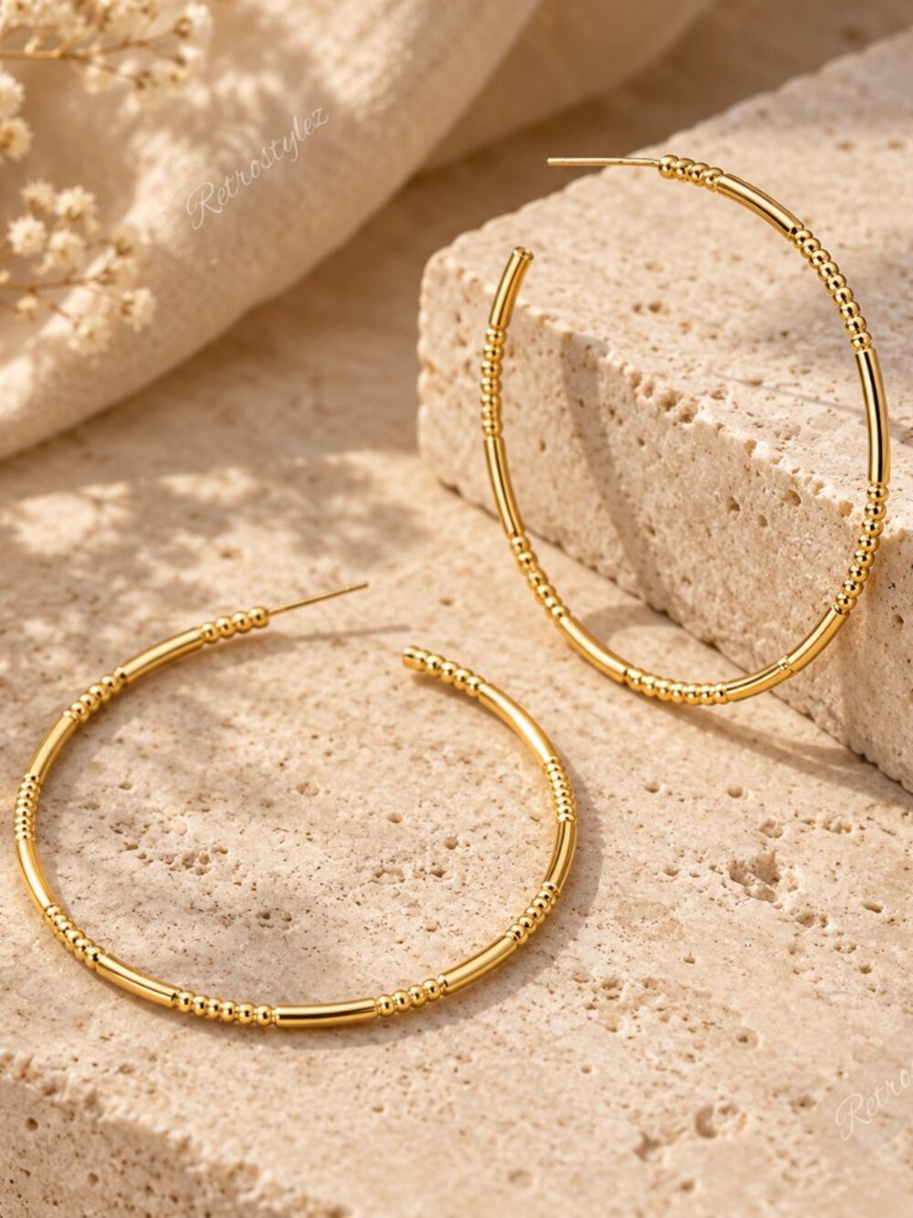 14K Gold Womens 2.35" Large Semi Hoop Earrings Ladies 14 K Silver Hoops Jewelry